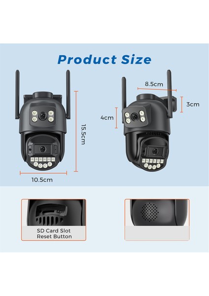 8mp Dış Mekan Wifi Kamera Hd Çift Lensli Güvenlik 5g Ptz Ip Kamera Dijital Zoom Lens Insan Yapay Zeka Otomatik Algılama Kamerası Ab Fişi (Yurt Dışından) fırsatları