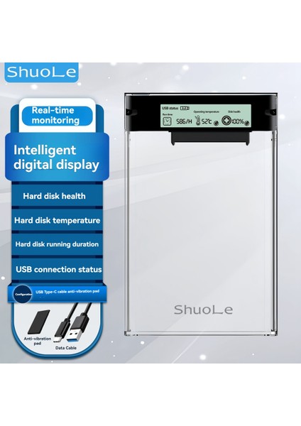 Shuole Usb3.2 Harici HDD Kutusu 5 Gbps 2,5 Inç Sabit Disk Kutusu Tip-C SSD Muhafaza Sata HDD SSD Depolama Kutusu Dizüstü Bilgisayar Için (Yurt Dışından) fiyatları