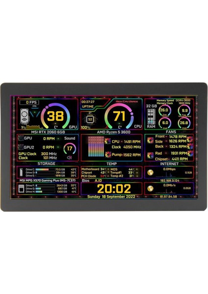 Inç IPS Type-C Ikincil Ekran Dinamik 1024X600 LCD Ekran Cpu Gpu Ram Izleme Desteği Dikey Serbest AIDA64 (Yurt Dışından)