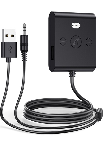 Bluetooth 5.4 Aux Araç Adaptörü Mikrofonlu 3.5mm USB U-Disk Stereo Kablosuz Ses Alıcısı Araç Kiti Eller Serbest Aramalar Müzik (Yurt Dışından)