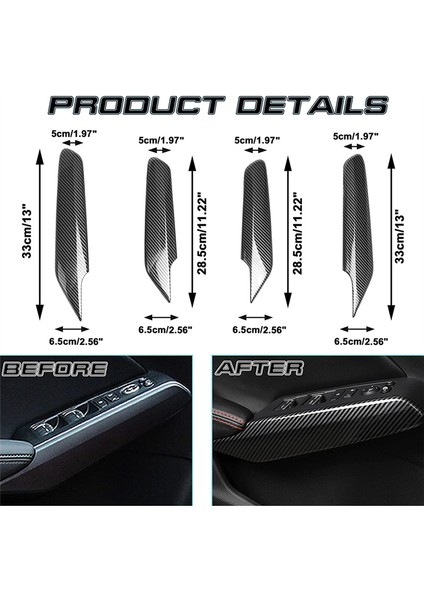 Honda Civic 11. Nesil 2022-2023 Aksesuarları Için Iç Kapı Kolu Cam Anahtarı Yan Panel Kapağı - Abs Karbon Fiber (Yurt Dışından) fırsatları