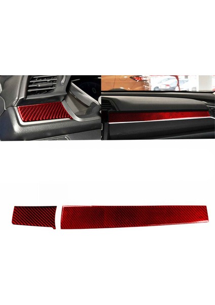 Abs Kırmızı Karbon Fiber Iç Gösterge Paneli Kapağı Dekorasyon Çıkartması Honda Civic 10. Nesil 2016, 2017, 2018, 2019 (Soldan Direksiyonlu) (Yurt Dışından) fiyatları