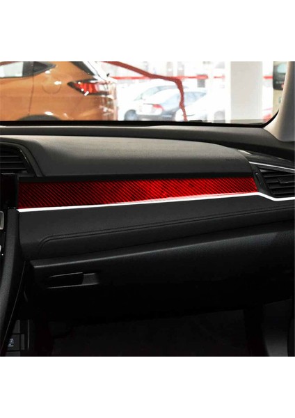 Abs Kırmızı Karbon Fiber Iç Gösterge Paneli Kapağı Dekorasyon Çıkartması Honda Civic 10. Nesil 2016, 2017, 2018, 2019 (Soldan Direksiyonlu) (Yurt Dışından) modelleri