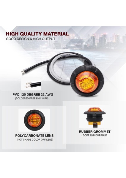 100 Adet 3/4 Inç Küçük Yuvarlak Amber Yan Işaret Lambaları Römork Kamyon Suv Atv Rv Otobüs Sinyal Lambaları Evrensel 12V (Yurt Dışından) fırsatları