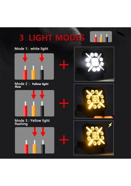 Inç Araba Kare LED Çalışma Işığı Strobe Far Beyaz Sarı Offroad Sürüş Işığı Spot Işığı Kamyon, Suv, Tekne (Yurt Dışından) fiyatları
