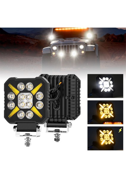 Inç Araba Kare LED Çalışma Işığı Strobe Far Beyaz Sarı Offroad Sürüş Işığı Spot Işığı Kamyon, Suv, Tekne (Yurt Dışından) indirimleri