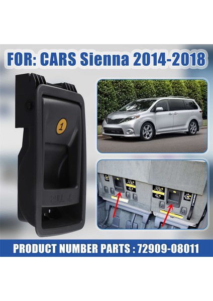 Toyota Sienna 2014-2018 Siyah Için Üçüncü Sıra Katlanır Koltuk Mandalı Serbest Bırakma Kolu Arka Koltuk Anahtarı 72909-08011 (Yurt Dışından) fırsatları