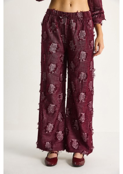 Kadın Oversize Gömlek Beli Lastikli Pantolon Saçaklı Dokuma Alt-Üst Takım indirimleri