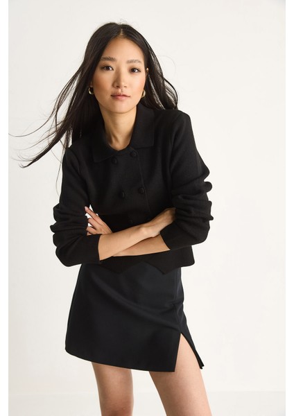 Kadın Çift Düğme Detaylı Kruvaze Hırka fiyatları