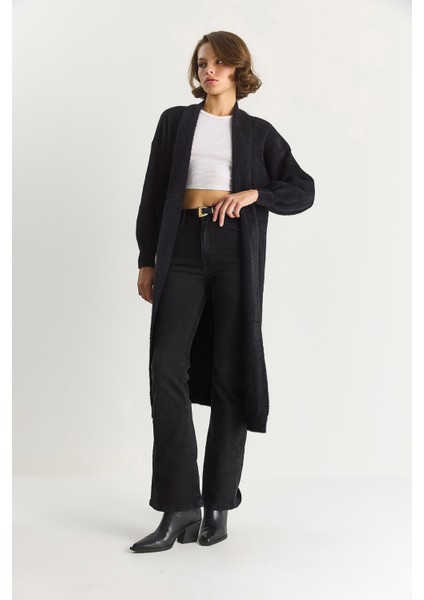 Kadın Şal Yaka Yumuşak Dokulu Sakallı Uzun Triko Yumoş Hırka fiyatları