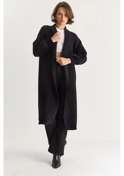 Kadın Şal Yaka Yumuşak Dokulu Sakallı Uzun Triko Yumoş Hırka fırsatları