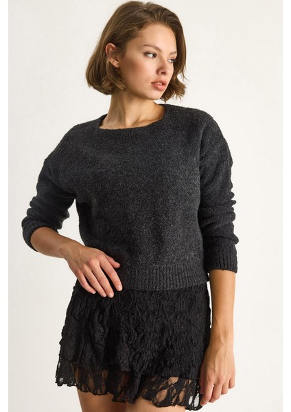 Kadın Bisiklet Yaka Yumuşak Doku Triko Kazak