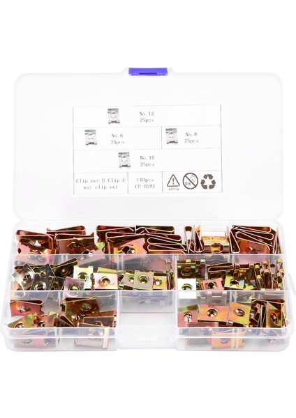 110 Adet Araba Evrensel Hız Bağlantı Elemanları U Somunları Kendinden Kılavuzlu Vida Sivri Klips Deliği Iç Kapı Döşeme Paneli Klipsleri Metal Perçinler (Yurt Dışından)