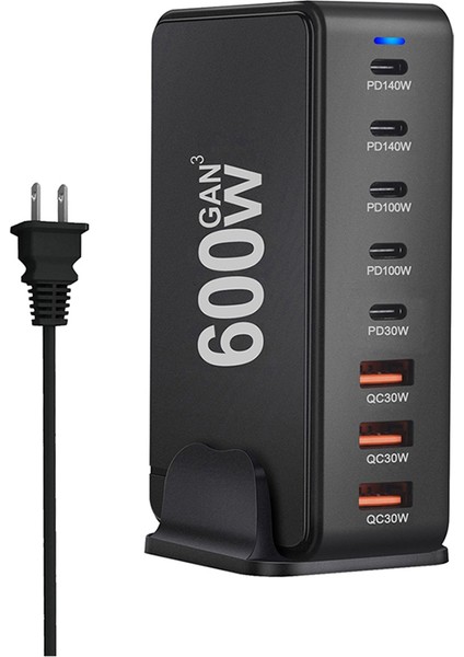 Hızlı Şarj 600W Masaüstü Gan Hızlı Pd Şarj Cihazı 8 Port USB Tip C Cep Telefonu Dizüstü Bilgisayar Pc Şarj Istasyonu Standı Abd Fişi (Yurt Dışından)