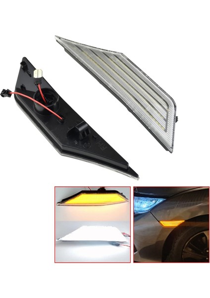 B- Honda Civic 10. Nesil Sedan Coupe Hatchback 2016-2018 Için LED Dönüş Sinyali Yan Işaret Lambası Dinamik Akışlı Sinyal Lambası (Yurt Dışından) fiyatları