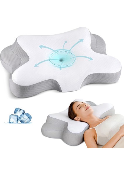 Boyun Yastığı - Yan, Sırt ve Yüzüstü Yatanlar Için Ergonomik Hafızalı Köpük, Ağrıyı Gideren Soğutucu Yastık (Yurt Dışından) modelleri
