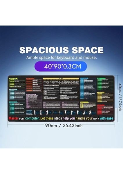 Ingilizce Mouse Pad Excel Metin Düzenleyici Hile Sayfası Kısayol Mousepad Programlama Için Kaymaz Masa Matı 40X90X0.3CM (Yurt Dışından) fiyatları
