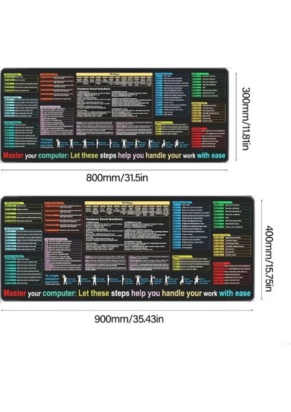Ingilizce Mouse Pad Excel Metin Düzenleyici Hile Sayfası Kısayol Mousepad Programlama Için Kaymaz Masa Matı 40X90X0.3CM (Yurt Dışından) indirimleri