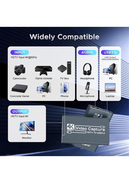 4K HDMI Uyumlu Usb3.0 Video Yakalama Kartı 1080P 60 Fps Hd Video Kaydedici Yakalayıcı Canlı Yayın Oyun Yakalama Kartı (Yurt Dışından) fiyatları