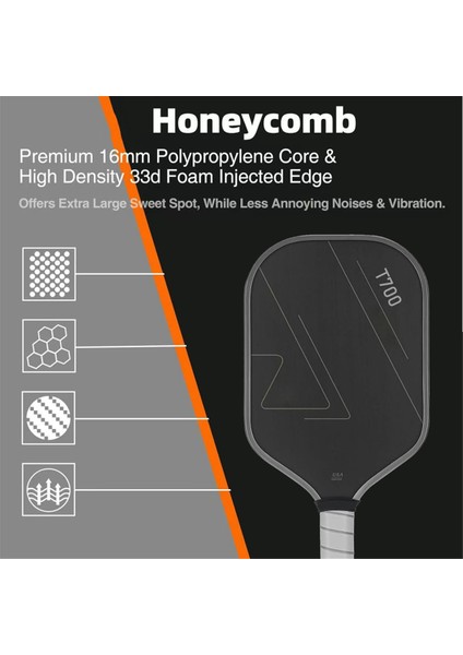 T700 Karbon Fiber Pickleball Küreği Usapa Onaylı Turnuva Oyun Raketi 16 mm Çekirdek Kalınlığı Kaymaz El Tutacağı Küreği (Yurt Dışından) indirimleri