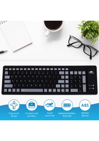 Taşınabilir Sessiz Katlanabilir Silikon Klavye USB Esnek Yumuşak Su Geçirmez Rulo Klavye Pc Dizüstü Bilgisayar Için (Yurt Dışından) fırsatları