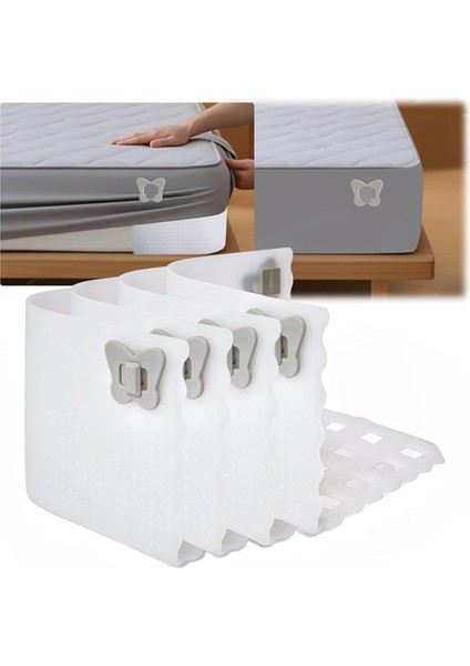Ince Çarşaflar Için Çarşaf Tutucu Kilidi, Çarşaf Askı Klipsleri Çarşafları Sıkı ve Sıkı Bir Şekilde Yerinde Tutar Şeffaf Beyaz (Yurt Dışından) fiyatları