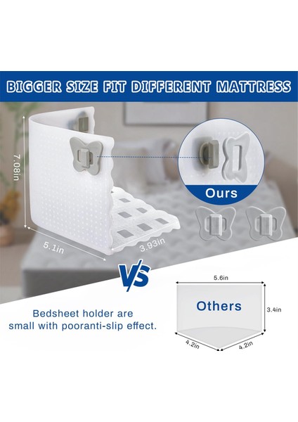 Ince Çarşaflar Için Çarşaf Tutucu Kilidi, Çarşaf Askı Klipsleri Çarşafları Sıkı ve Sıkı Bir Şekilde Yerinde Tutar Şeffaf Beyaz (Yurt Dışından) fırsatları