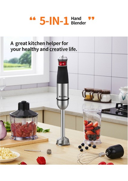Biolomix Elektrikli El Blenderi 5'i 1 Arada Çok Amaçlı Daldırma El Blenderi 1200W Yüksek Güçlü Blender Ab Fişi (Yurt Dışından) indirimleri