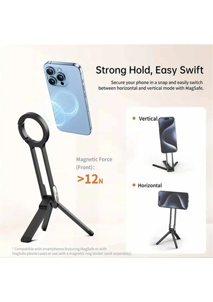 Taşınabilir Magsafe Karabina Telefon Tripod'u iPhone 12-17 Pro Max Için Ayarlanabilir Seyahat Tripod Sapı Manyetik Montaj (Yurt Dışından) indirimleri