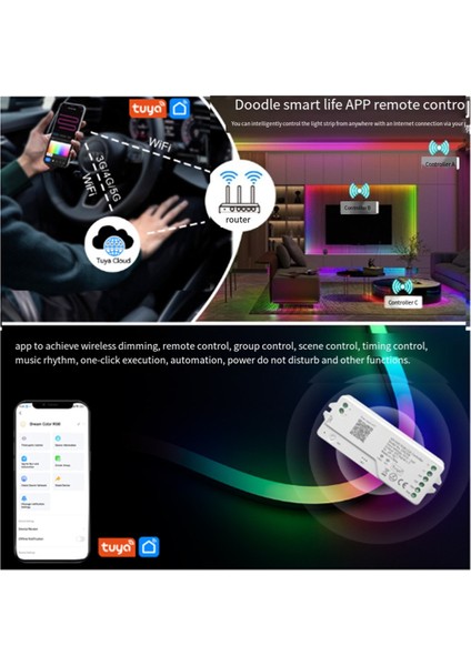 Alexa Google Asistanı Için Tuya Wifi Spı Rgb LED Kontrol Cihazı WS281 Fcob Adreslenebilir LED Şerit Işığı Için 720 Piksel (Yurt Dışından) modelleri
