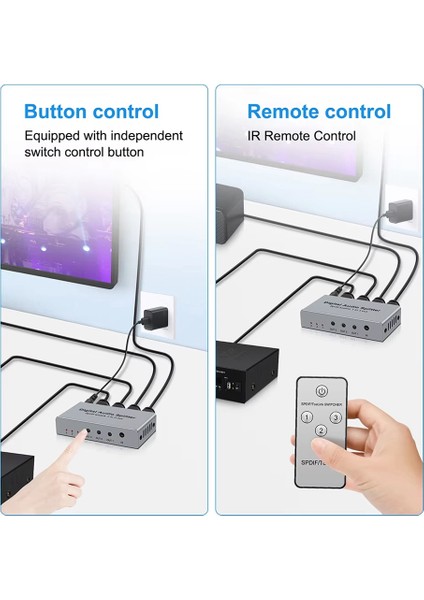 Dijital Optik Ayırıcı, Spdıf Toslınk Dijital Optik Ses Ayırıcı 1 Giriş 3 Çıkış, Ses Formatı Desteği Lpcm2.0 Doldy (Yurt Dışından) fırsatları