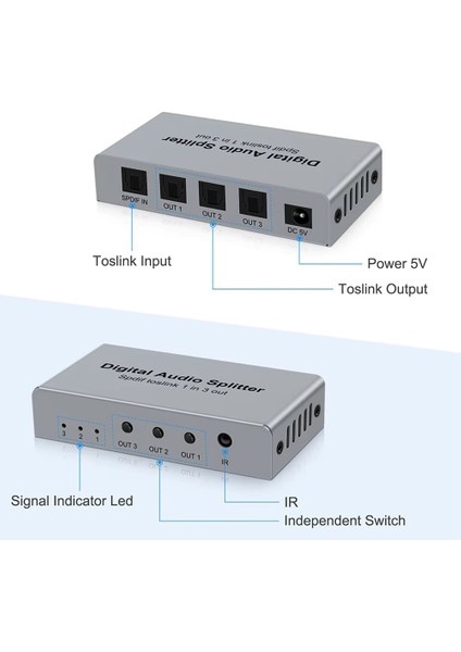 Dijital Optik Ayırıcı, Spdıf Toslınk Dijital Optik Ses Ayırıcı 1 Giriş 3 Çıkış, Ses Formatı Desteği Lpcm2.0 Doldy (Yurt Dışından) indirimleri