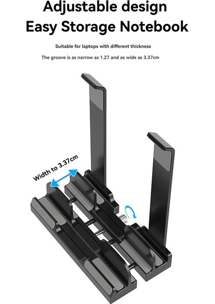Ayarlanabilir Dikey Dizüstü Bilgisayar Standı, 16 Inç Dizüstü Bilgisayarlar Için 3 Yuvalı Dolgulu Stand, Dikdörtgen Taban, Gelişmiş Stabilite Siyah (Yurt Dışından) fırsatları