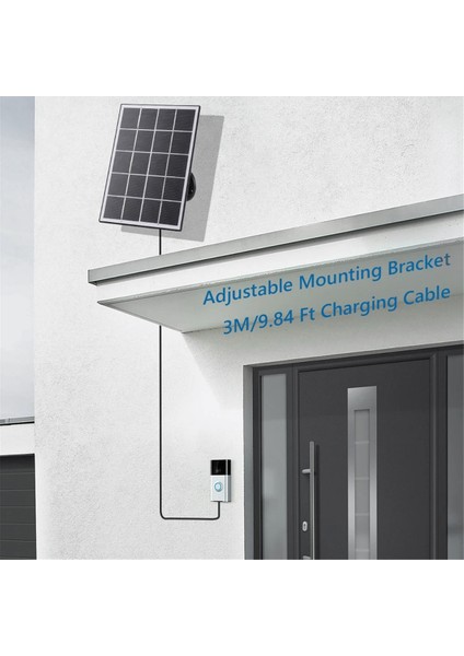 Ring Video Kapı Zili Için 20W Güneş Paneli Şarj Cihazı, 360° Ayarlanabilir Montaj, Kapı Zili 4/3/3 Plus/2 Siyah (Yurt Dışından) modelleri