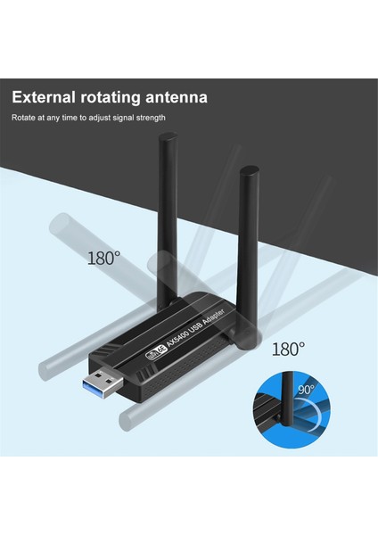 Wifi 6e AX5400 USB Adaptörü Kablosuz Wifi Kartı Üç Bantlı 2.4g/5g/6ghz 5400MBPS USB WIFI6E Adaptörü WIN10 ve WIN11 Için (Yurt Dışından) fırsatları