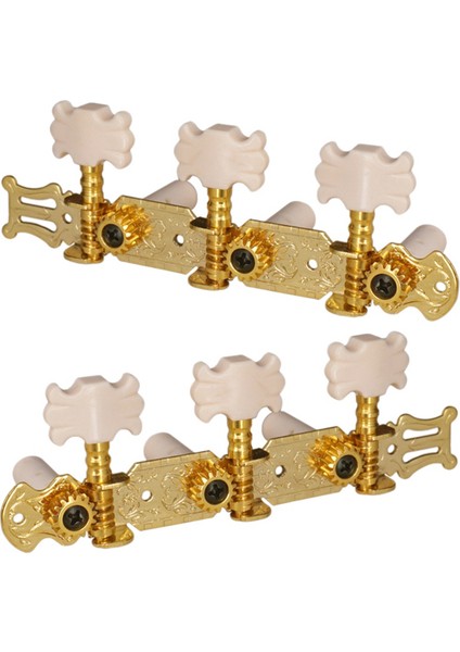 1 Çift Altın Klasik Gitar Akort Burguları, Akort Kafaları, Akort Tuşları, Sol + Sağ Profesyonel Metal Gitar Düğmesi Parçaları (Yurt Dışından)