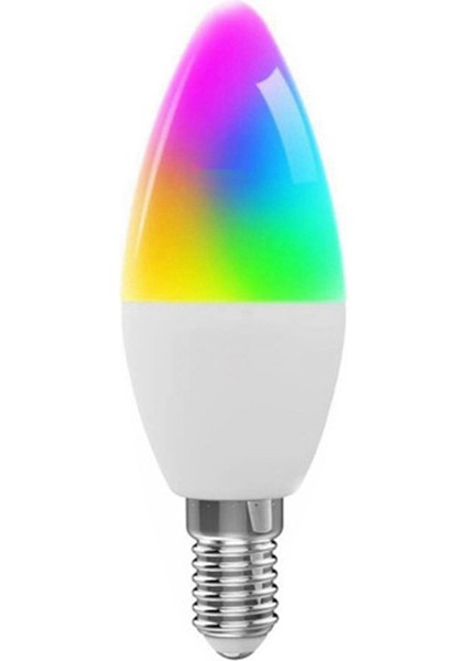 Tuya E14 Akıllı Ampul Kısılabilir Beş Yönlü Spiral Mum Ampul Wifi Rgb Ampul Uzaktan Kumanda ve Ses Kontrolü 5W (Yurt Dışından)