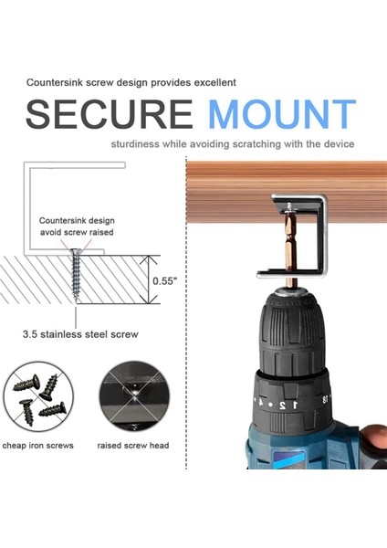 Masa Altı Dizüstü Bilgisayar Standı, Dizüstü Bilgisayar Için Metal Masa Altı Raf Tutucu, Çizilmez Silikonlu Klavye (Gümüş) (Yurt Dışından) fırsatları