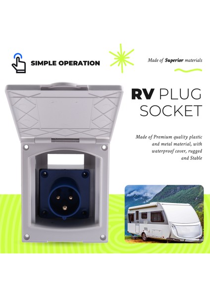 16A 220V Su Geçirmez Güç Çıkışı Harici 3 Pinli Gömme Dişi Soket Fişi Karavan, Karavan, Römork Için (Yurt Dışından) fırsatları