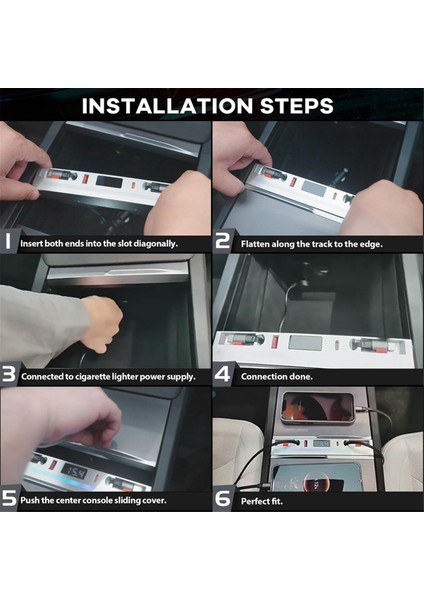 Tesla Model 3 Highland Model Y Juniper 2025 Orta Konsol Çoklu Bağlantı Noktalı Şarj Istasyonu Için 65W Hızlı Şarj USB Hub'ı (Yurt Dışından) modelleri