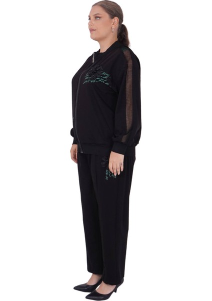 Kadın Büyük Beden Kolları Tül Detay Alt Üst Üçlü Takım modelleri