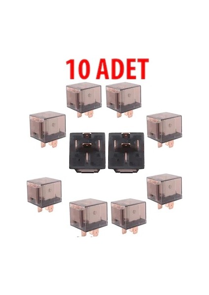 Üniversal Röle 12 Volt Şeffaf 5 Uçlu Mini Röle 40 Amper ( 10 Adet ) 12V
