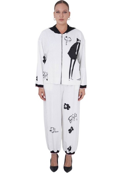 Kadın Büyük Beden Beyaz Alt Üst Ikili Takım