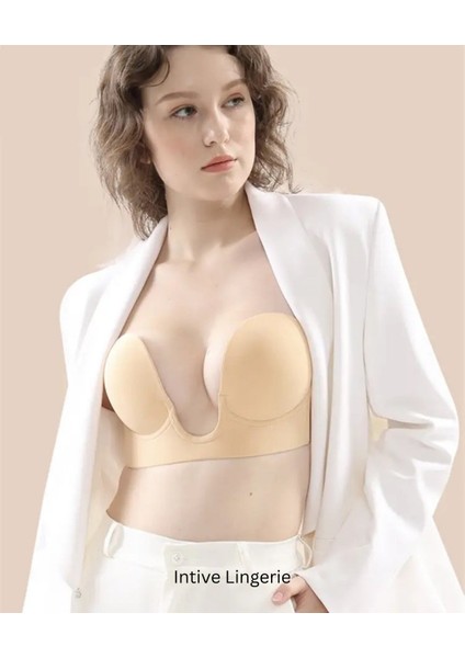 Intive Göğüs ve Sırt Dekolte Kıyafetler Için Balenli Hayalet Push-Up Büstiyer Sütyen