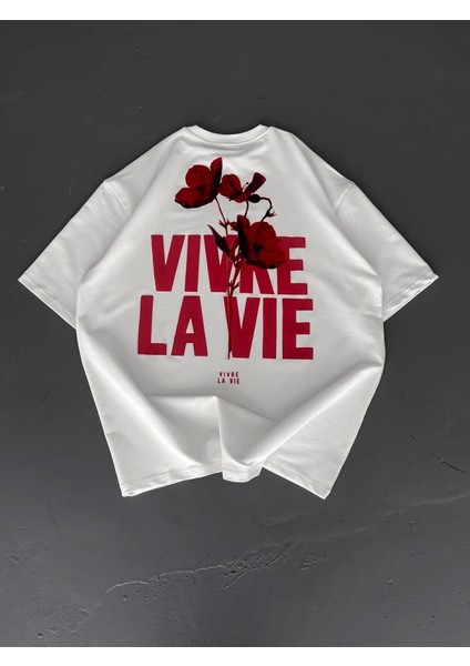 Baskılı Oversize Bisiklet Yaka T-Shirt - Beyaz fiyatları