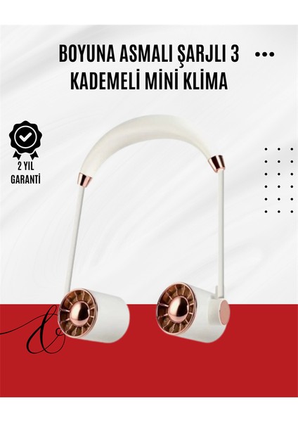 USB Şarjlı Katlanabilir Boyun Fanı | 3 Kademeli, Sessiz ve Taşınabilir Tasarım