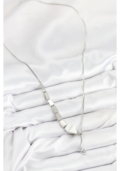 Pirinç Yılan Model Gümüş Renk Asansörlü Kadın Kolye - TJ-BKO10553 fiyatları