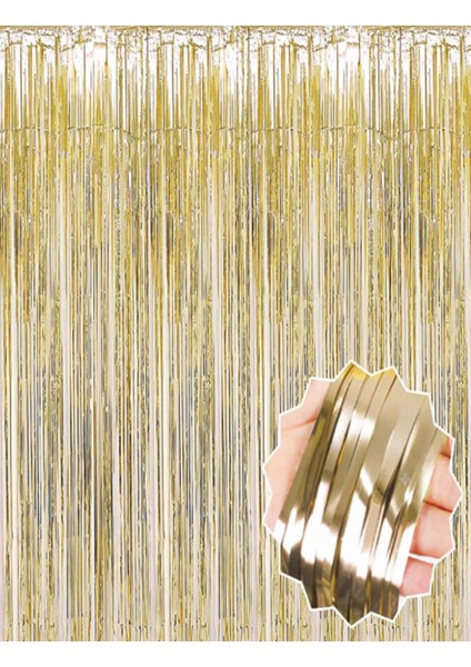Mat Altın Püsküllü Kapı Perdesi - Parti, Bekarlığa Veda, Doğum Günü 1x2 M (4887) modelleri