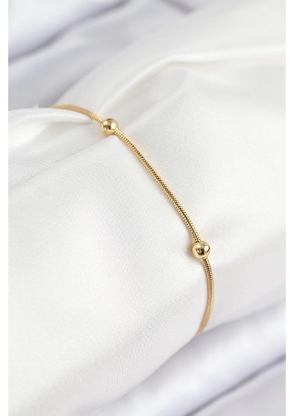 316L Çelik Topcuk Model Gold Renk Kadın Bileklik - TJ-BB7845