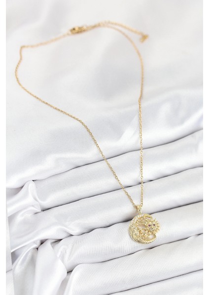 316L Çelik Zirkon Taşlı Ay ve Güneş Model Gold Renk Kadın Kolye - TJ-BKO10538 fiyatları